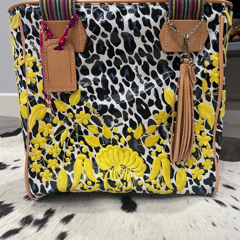 Consuela Yellow and Black Tote Bag with Unique Design